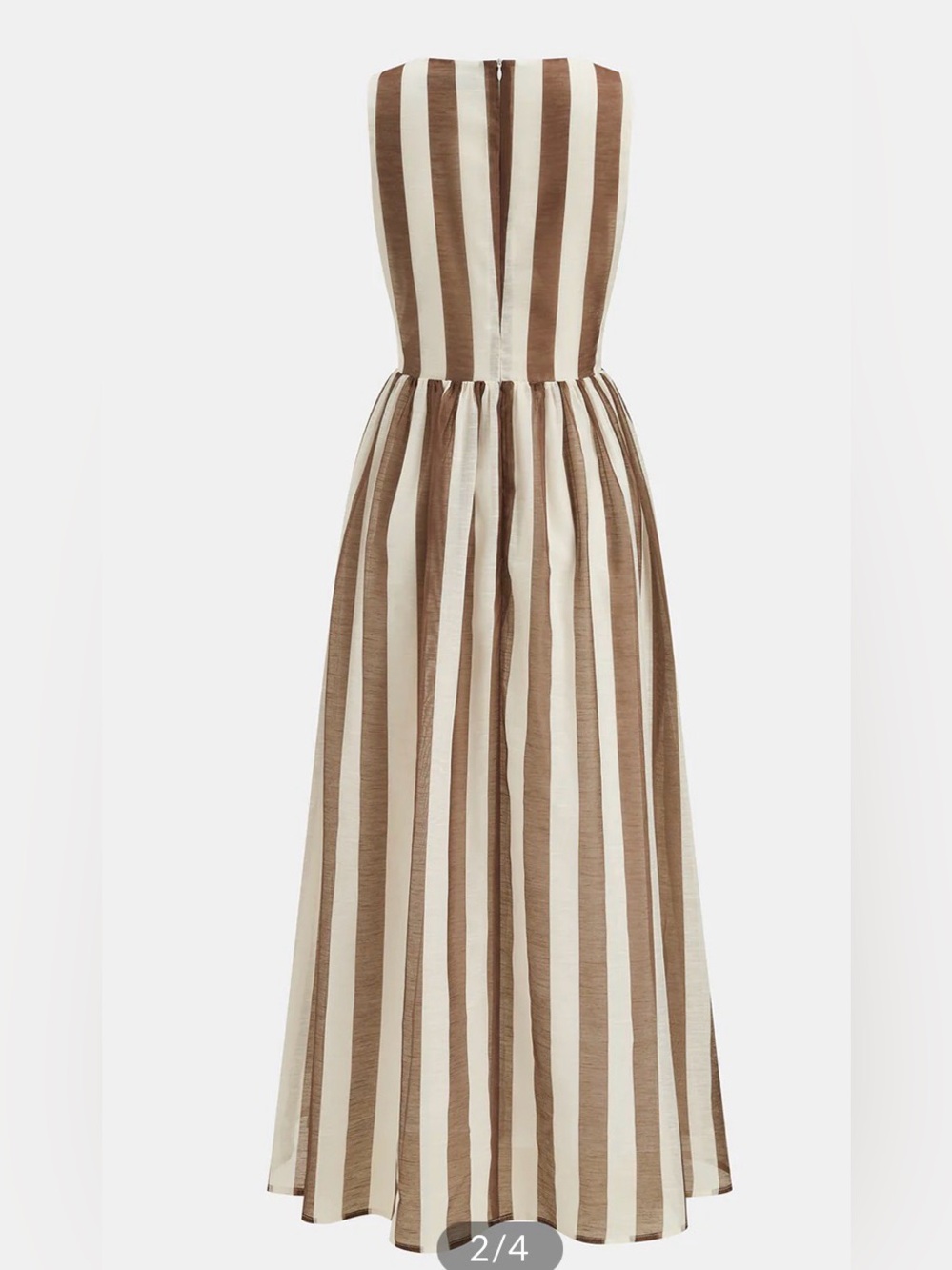 COMMENSE Striped Brown and Cream Maxi Dress with Cutout Waist - Picture 4 of 11